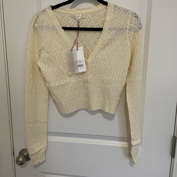 NWT LoveShackFancy Janie Cropped Cardigan - Picture 4 of 5